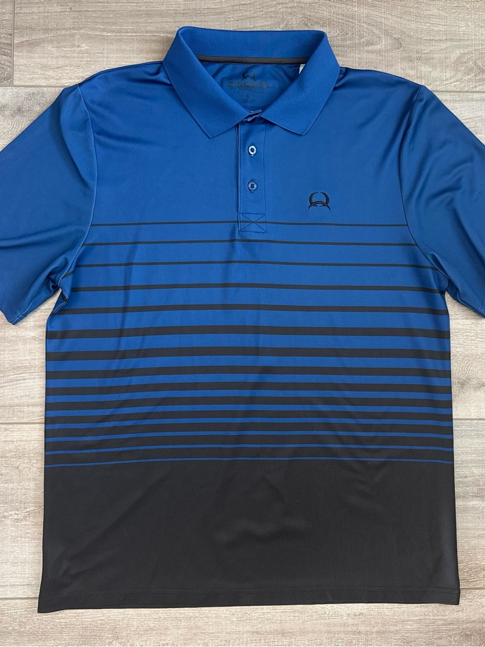 Cinch Blue and Black Striped Polo
